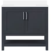 Ove Decors Vegas 36" Free Standing Single Basin Vanity Set with Cabinet and Cultured Marble Vanity Top Dark Charcoal / Cultured Marble Top