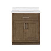 Ove Decors Athea 30" Free Standing Single Basin Vanity with Wood Cabinet and Engineered Stone Vanity Top Almond Latte / Engineered Stone Top