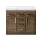 Ove Decors Athea 42" Free Standing Single Basin Vanity with Wood Cabinet and Engineered Stone Vanity Top Almond Latte / Engineered Stone Top