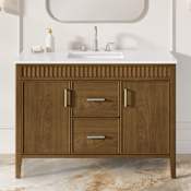 Ove Decors Juliette 48" Single Basin Free Standing Vanity Set with Cabinet and Quartz Vanity Top Warm Walnut