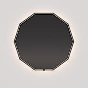 Oxygen Lighting Deca 36" Diameter Modern Geometric Aluminum Framed Bathroom Wall Mirror with LED Lighting Black
