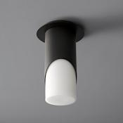 Oxygen Lighting Ellipse Single Light 6" Wide Integrated LED Flush Mount Ceiling Fixture with 3-1/2" Diameter Diffuser Black / Matte Opal Glass