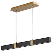 Oxygen Lighting Decca 36" Wide LED Linear Chandelier Aged Brass / Black Oak