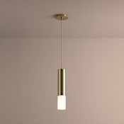Oxygen Lighting Single Light 3-1/2" Wide Integrated LED Mini Pendant Aged Brass / Matte Opal Shade