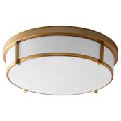 Oxygen Lighting iO 17" Wide 2 Light Single Flush Mount LED Ceiling Fixture with Acrylic Shade Aged Brass