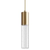 Oxygen Lighting Spirit 3" Wide LED Mini Pendant with Bubble Glass Diffuser Aged Brass