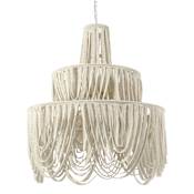 Palecek Selita 8 Light 43" Wide Beaded Ring Chandelier Off White