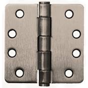 Pamex 4 Inch x 4 Inch Plain Bearing 1/4 Inch Radius Corner Mortise Hinge - Single Hinge Satin Nickel
