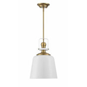 Park Harbor Rowher 13" Wide Pendant High Gloss White / Antique Brass