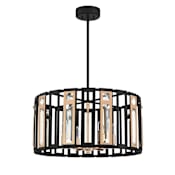 Park Harbor Edderton 6 Light 25" Wide Crystal Pendant Textured Black / Rose Gold
