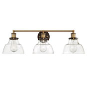 Park Harbor Mooretown 3 Light 29-1/8" Wide Bathroom Vanity Light Oil Rubbed Bronze / Antique Brass