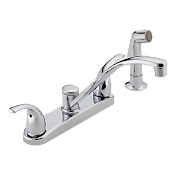 Peerless Core 1.5 GPM Widespread Kitchen Faucet with Double Ergonomic Blade Handles and Side Spray - Lifetime Limited Warranty Chrome
