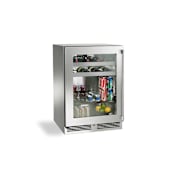 Perlick 24 Inch Wide 62 Can Capacity Energy Star Rated Beverage Center with Left Hinge and Door Lock Stainless Steel Framed Glass