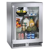Perlick 24 Inch Wide 5.2 Cu. Ft. Energy Star Rated Outdoor Compact Refrigerator with Left Hinge and Door Lock Stainless Steel Framed Glass