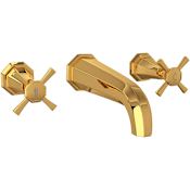 Perrin and Rowe Deco 1.2 GPM Wall Mounted Widespread Bathroom Faucet English Gold