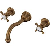 Perrin and Rowe Edwardian 1.2 GPM Wall Mounted Widespread Bathroom Faucet with Column Spout English Bronze