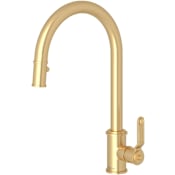 Perrin and Rowe Armstrong 1.75 GPM Single Hole Pull Down Kitchen Faucet Satin English Gold