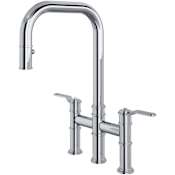 Perrin and Rowe Armstrong 1.8 GPM Widespread Bridge Pull Down Kitchen Faucet Polished Chrome