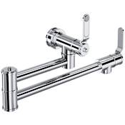 Perrin and Rowe Armstrong 1.8 GPM Wall Mounted Single Hole Pot Filler with Brass Handles Polished Chrome