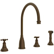 Perrin and Rowe Georgian Era 1.8 GPM Widespread Kitchen Faucet - Includes Side Spray English Bronze