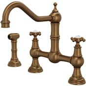 Perrin and Rowe Edwardian 1.5 GPM Widespread Bridge Kitchen Faucet - Includes Side Spray English Bronze