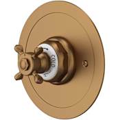 Perrin and Rowe Edwardian Thermostatic Valve Trim Only with Single Cross Handle - Less Rough In English Bronze