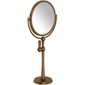 Perrin and Rowe 8-3/4"W x 19-5/8"H Circular Brass Framed Free Standing Make-up Mirror English Bronze