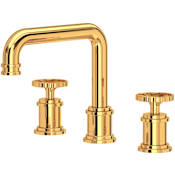 Perrin and Rowe Armstrong 1.2 GPM Widespread Bathroom Faucet With U-Spout English Gold