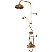Perrin and Rowe Edwardian Exposed Thermostatic Shower System with Shower Head, Hand Shower, Slide Bar, Shower Arm, Hose, Valve Trim, and Cross Handles English Bronze