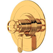Perrin and Rowe Armstrong Three Independent Function Thermostatic Valve Trim Only with Single Wheel Handle and Integrated Diverter - Less Rough In English Gold