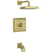 Pfister Park Avenue Single Handle Tub and Shower Trim Package with Single Function Rain Shower Head Brushed Gold