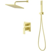 Pfister Dumont Pressure Balanced Shower System with Shower Head, Hand Shower, Shower Arm, Hose, and Valve Trim Spot Defense Brushed Gold