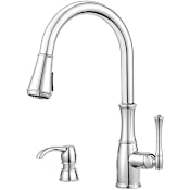 Pfister Wheaton 1.8 GPM Single Hole Pull Down Kitchen Faucet - Includes Soap Dispenser and Escutcheon Polished Chrome