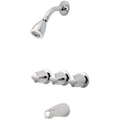 Pfister Pfirst Series Tub and Shower Trim Package with Multi Function Shower Head and Pforever Seal Polished Chrome