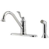 Pfister Portland 1.8 GPM Single Hole Kitchen Faucet - Includes Side Spray and Escutcheon Polished Chrome