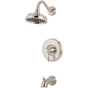 Pfister Marielle Tub and Shower Trim Package with Single Function Rain Shower Head, SecurePfit, and EZ Clean Brushed Nickel