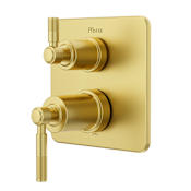 Pfister Hillstone Pressure Balanced Valve Trim Only with Double Lever Handle and Integrated Diverter - Less Valve Brushed Gold