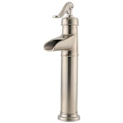 Pfister Ashfield 1.2 GPM Single Hole Vessel Waterfall Bathroom Faucet with Country Pump Handle and Grid Drain Assembly Brushed Nickel