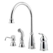 Pfister Avalon 1.75 GPM High Arc Kitchen Faucet - Includes Soap Dispenser and Side Spray Polished Chrome