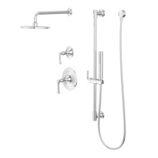 Pfister Rhen Pressure Balanced Shower System with Shower Head, Hand Shower, Slide Bar, Shower Arm, Hose, and Valve Trim - Less Rough-In Valve Polished Chrome