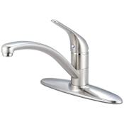 Pioneer Faucets Legacy 1.5 GPM Widespread Kitchen Faucet with 9-11/16" Reach Swivel Spout, Lever Handle, and Stainless Steel Flexible Connections Brushed Nickel