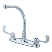 Pioneer Faucets Legacy 1.5 GPM Widespread Kitchen Faucet with 7-3/16" Reach Hi Arc Swivel Spout and Wrist Blade Handles Polished Chrome