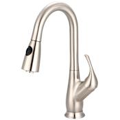 Pioneer Faucets Legacy 1.5 GPM Single Hole Kitchen Faucet with Pull-Down Spray, 8-5/8" Reach Swivel Spout, and Lever Handle Brushed Nickel