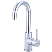 Pioneer Faucets Motegi 1.2 GPM Single Hole Long-Neck Bathroom Faucet with Pop-Up Drain Assembly with Thin Knurled Metal Handle Chrome