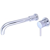 Pioneer Faucets Motegi 1.2 GPM Wall Mounted Widespread Bathroom Faucet with Thin Knurled Metal Handle Less Drain Assembly Chrome