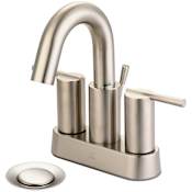 Pioneer Faucets i2v 1.2 GPM Deck Mounted Centerset Bathroom Faucet with Pop-Up Drain Assembly Brushed Nickel