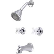 Pioneer Faucets Elite Tub and Shower Trim Package with 1.75 GPM Shower Head and Porcelain Knobs Chrome