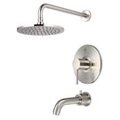 Pioneer Faucets Motegi Tub and Shower Trim Package with 2.5 GPM Single Function Shower Head Brushed Nickel