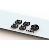 PITT Cooking Ebeko Series 34 Inch Wide 5 Burner Natural Gas Cooktop with Double Enamel Cast Iron Pan Supports Black