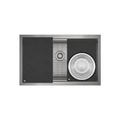Prochef by Julien Prostation 32" Undermount Single Basin Stainless Steel Kitchen Sink with Basin Rack, Basket Strainer, Colander and Cutting Board Brushed Stainless Steel